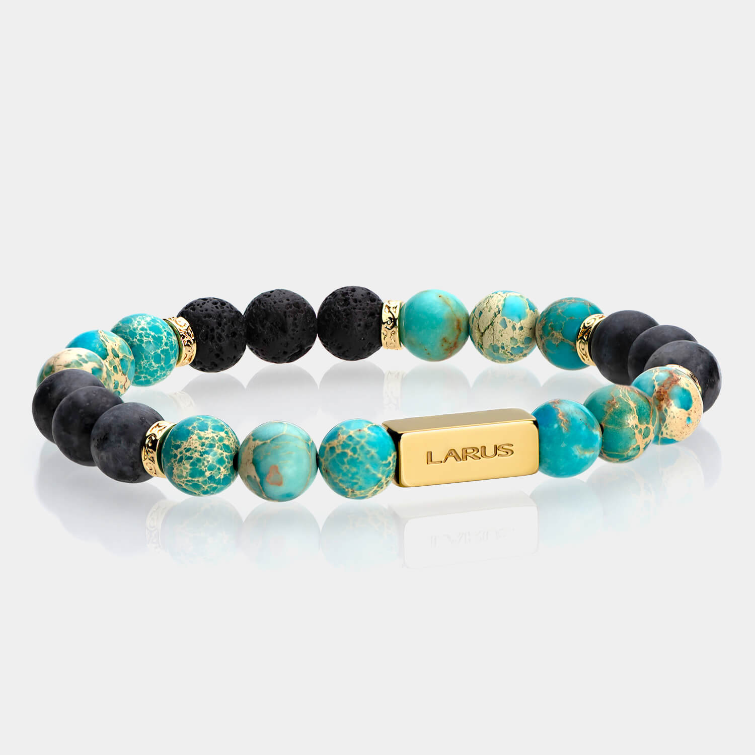 larus-beaded-bracelet-blue-lagoon-gold-imperial-jasper-larvikite-lava-stone-gyongy-karkoto-csaszar-jaspis-larvikit-lavako-karkoto-arany-diszekkel-g0 #szín_arany