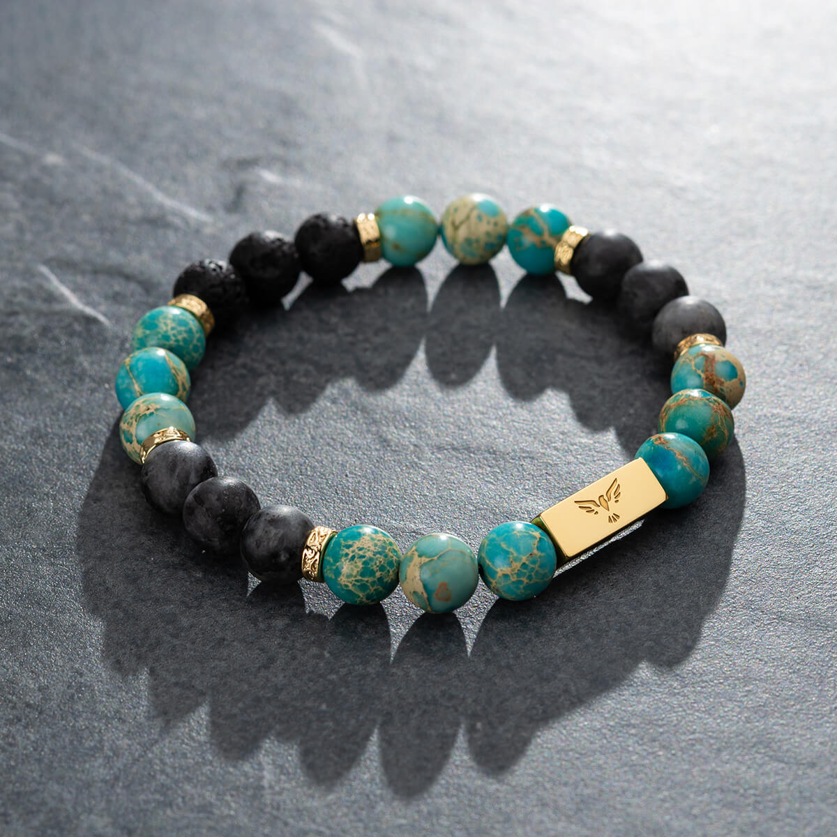 larus-beaded-bracelet-men-bracelet-blue-lagoon-gold-imperial-jasper-larvikite-lava-stone-ferfi-gyongy-karkoto-csaszar-jaspis-larvikit-lavako-karkoto-arany-diszekkel-sl03 #szín_arany