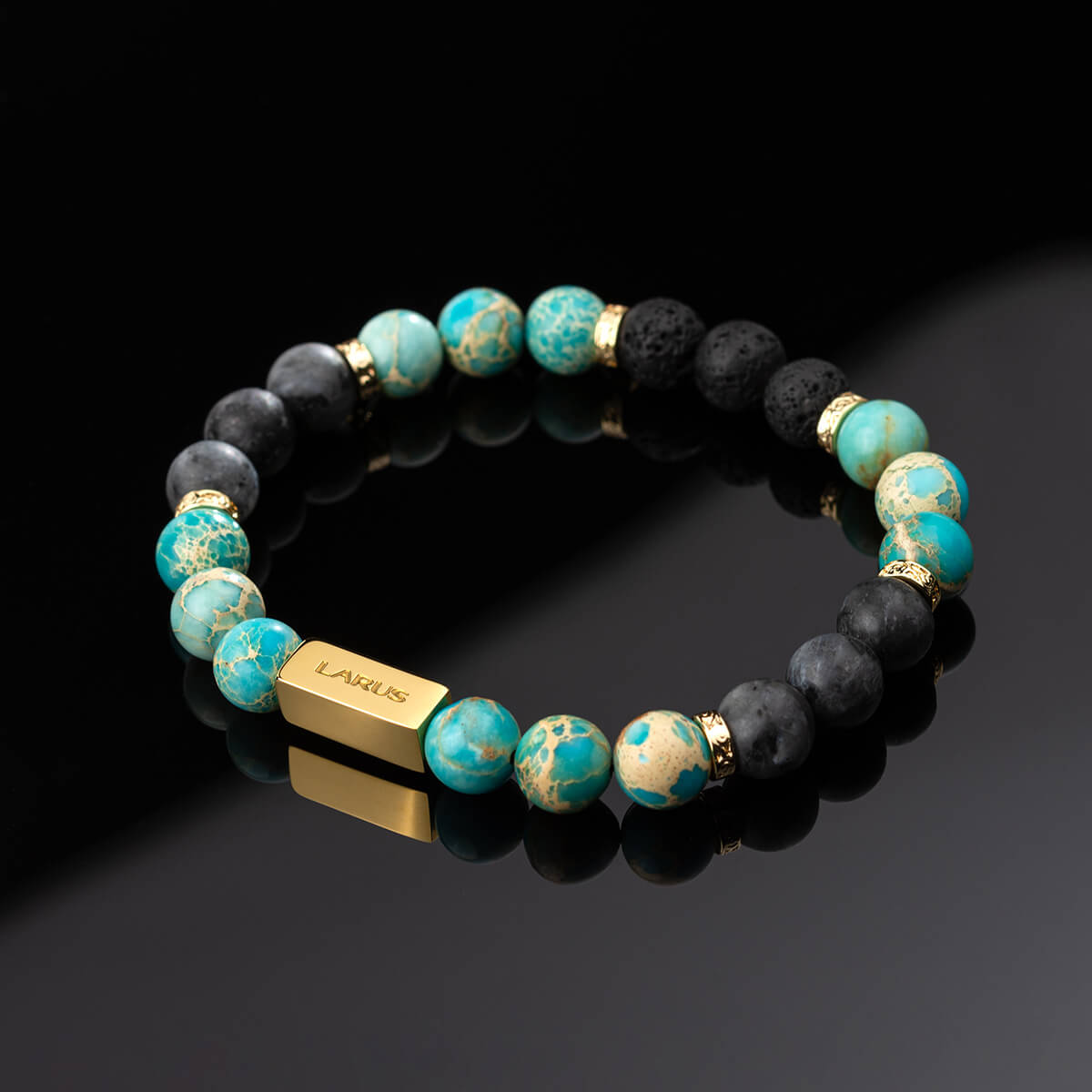 larus-beaded-bracelet-men-bracelet-blue-lagoon-gold-imperial-jasper-larvikite-lava-stone-ferfi-gyongy-karkoto-csaszar-jaspis-larvikit-lavako-karkoto-arany-diszekkel-sl05 #szín_arany